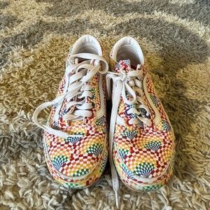 Colorful Vans low top shoes women’s 8.5